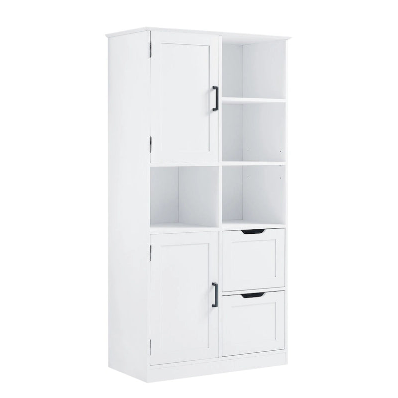 Meuble de rangement de salle de bain autoportant avec portes et tiroirs