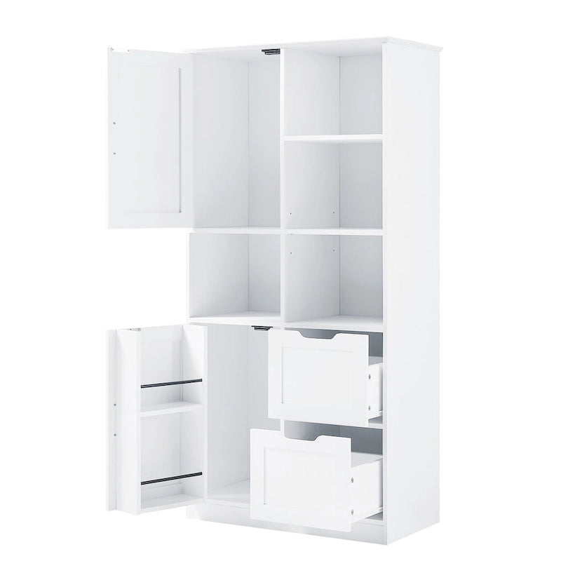 Meuble de rangement de salle de bain autoportant avec portes et tiroirs