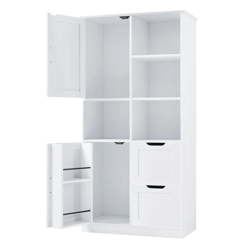 Meuble de rangement de salle de bain autoportant avec portes et tiroirs