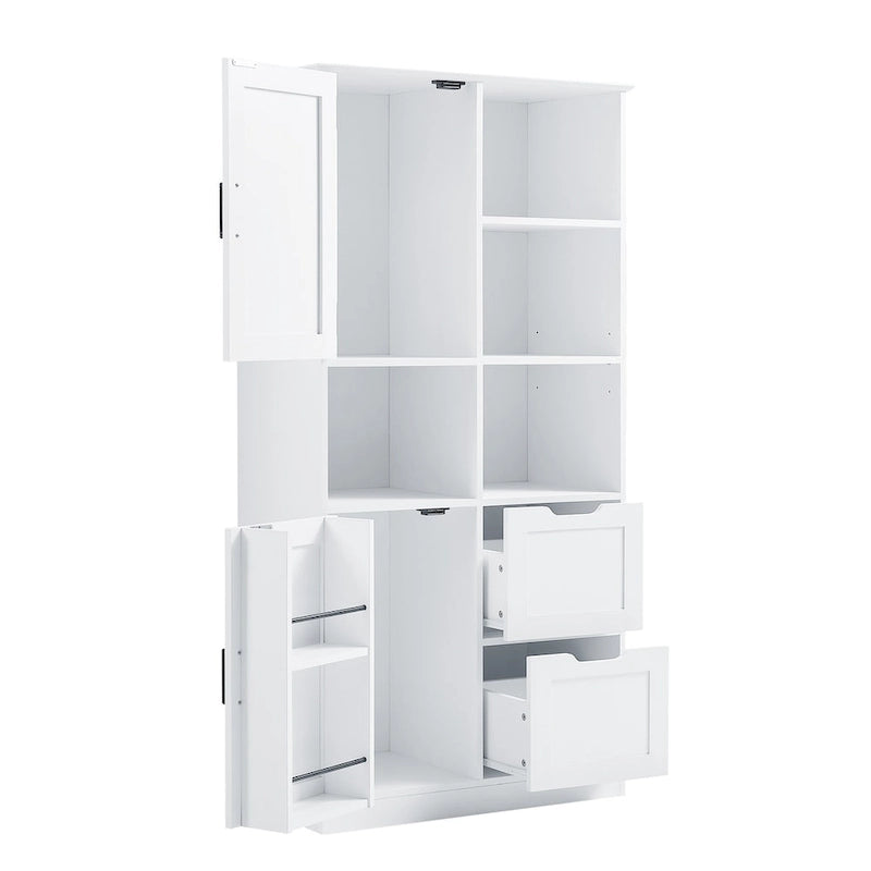 Meuble de rangement de salle de bain autoportant avec portes et tiroirs