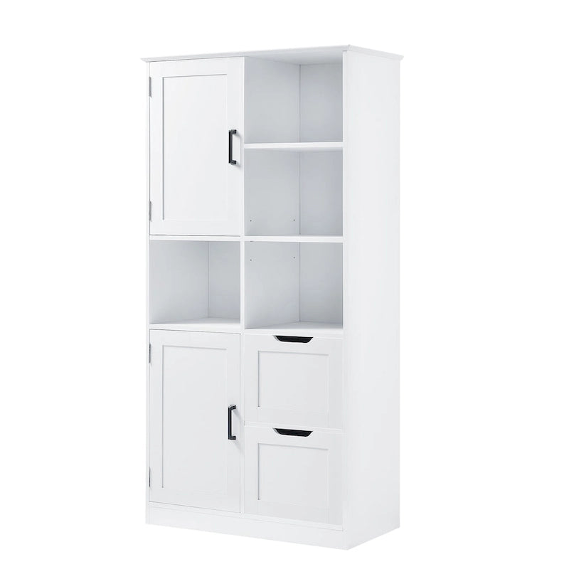Meuble de rangement de salle de bain autoportant avec portes et tiroirs