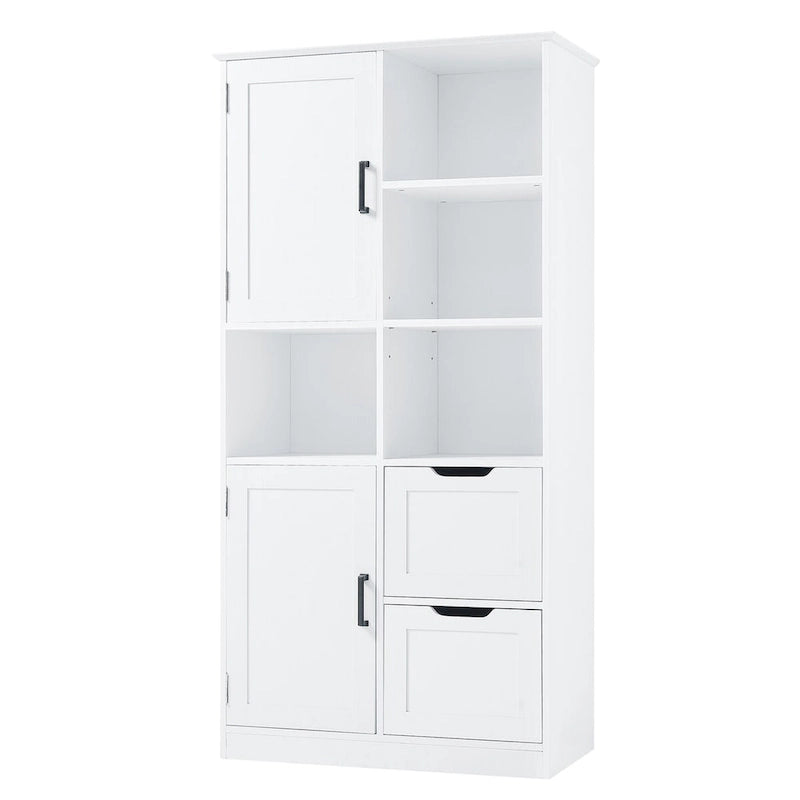 Meuble de rangement de salle de bain autoportant avec portes et tiroirs