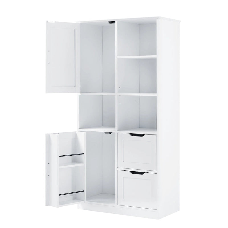 Meuble de rangement de salle de bain autoportant avec portes et tiroirs